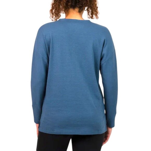 NWOT Ellen Tracy Ottoman Ribbed Top | Blue - Picture 2 of 6